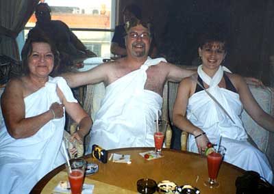 At the farewell toga party