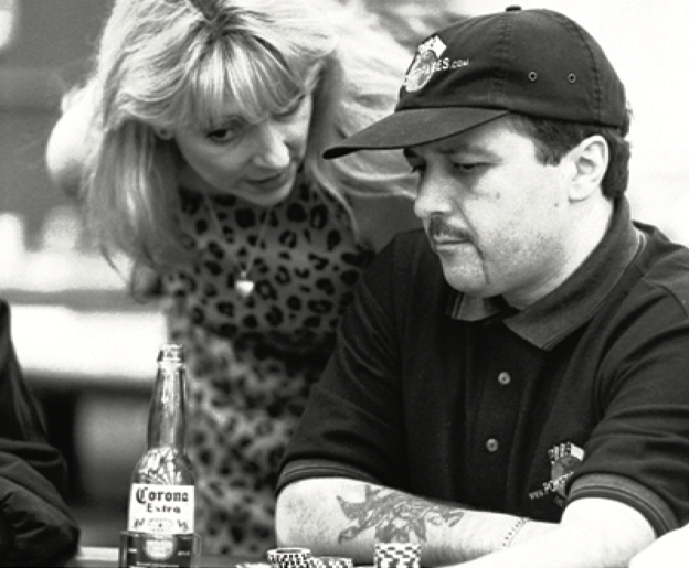 Tina with Mark playing poker
