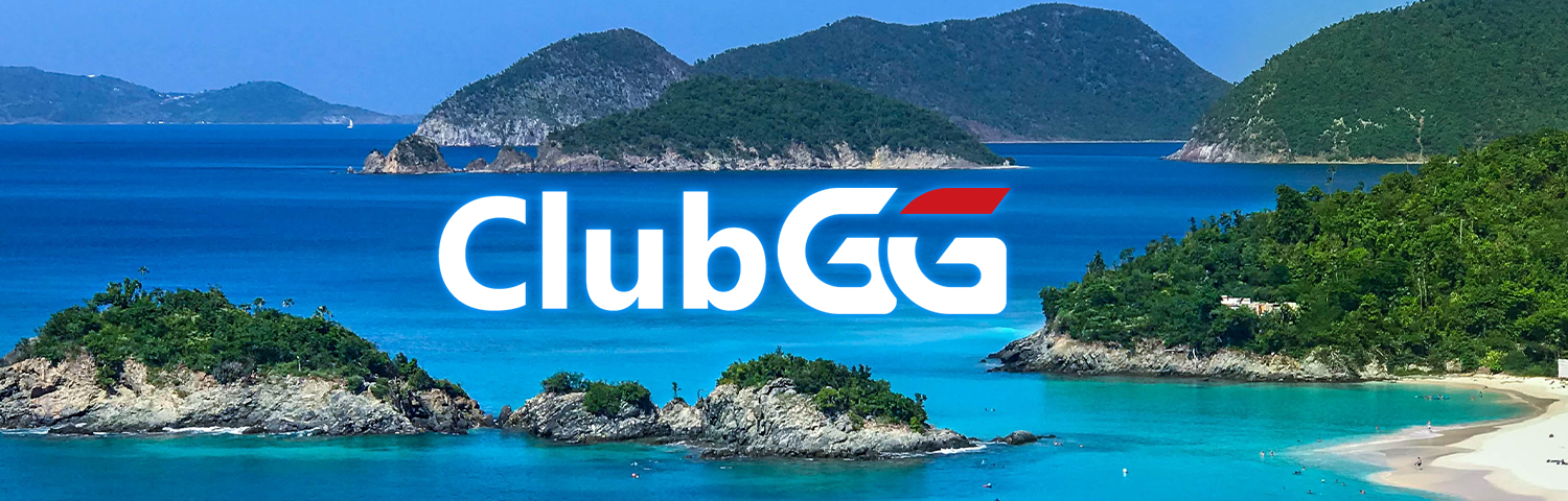 ClubGG logo on island background