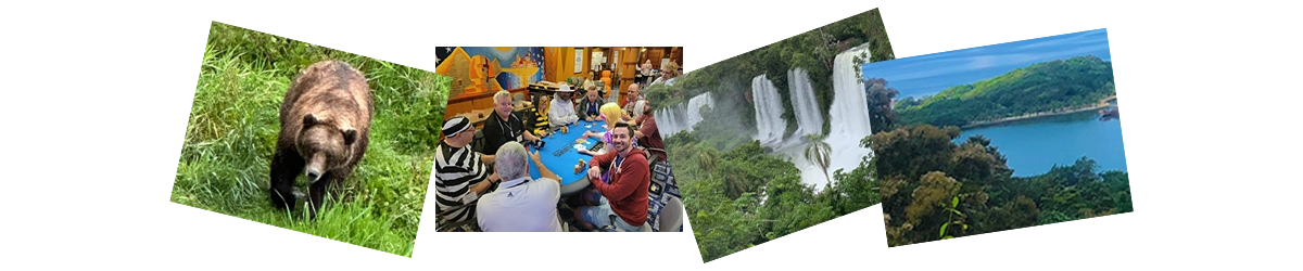 A four image collage of various vacations